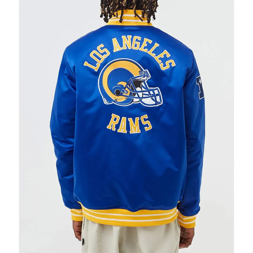 LA Rams Heavyweight Blue Satin Jacket WorthVee