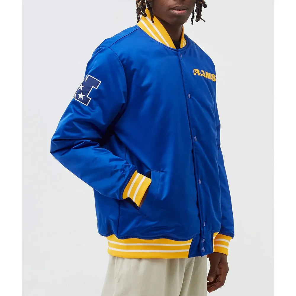 LA Rams Heavyweight Blue Satin Jacket WorthVee