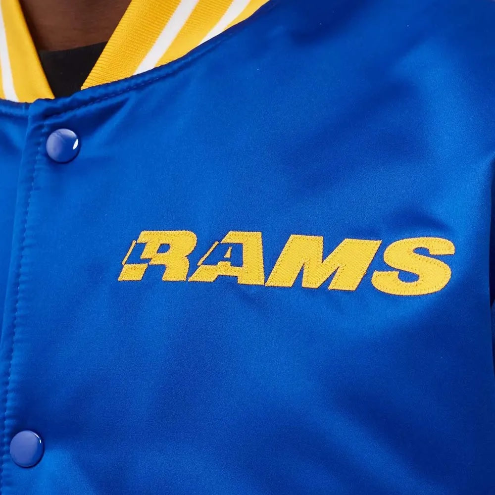 LA Rams Heavyweight Blue Satin Jacket WorthVee