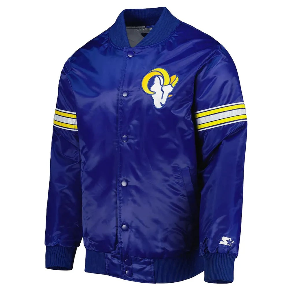 LA Rams Pick and Roll Blue Satin Jacket WorthVee