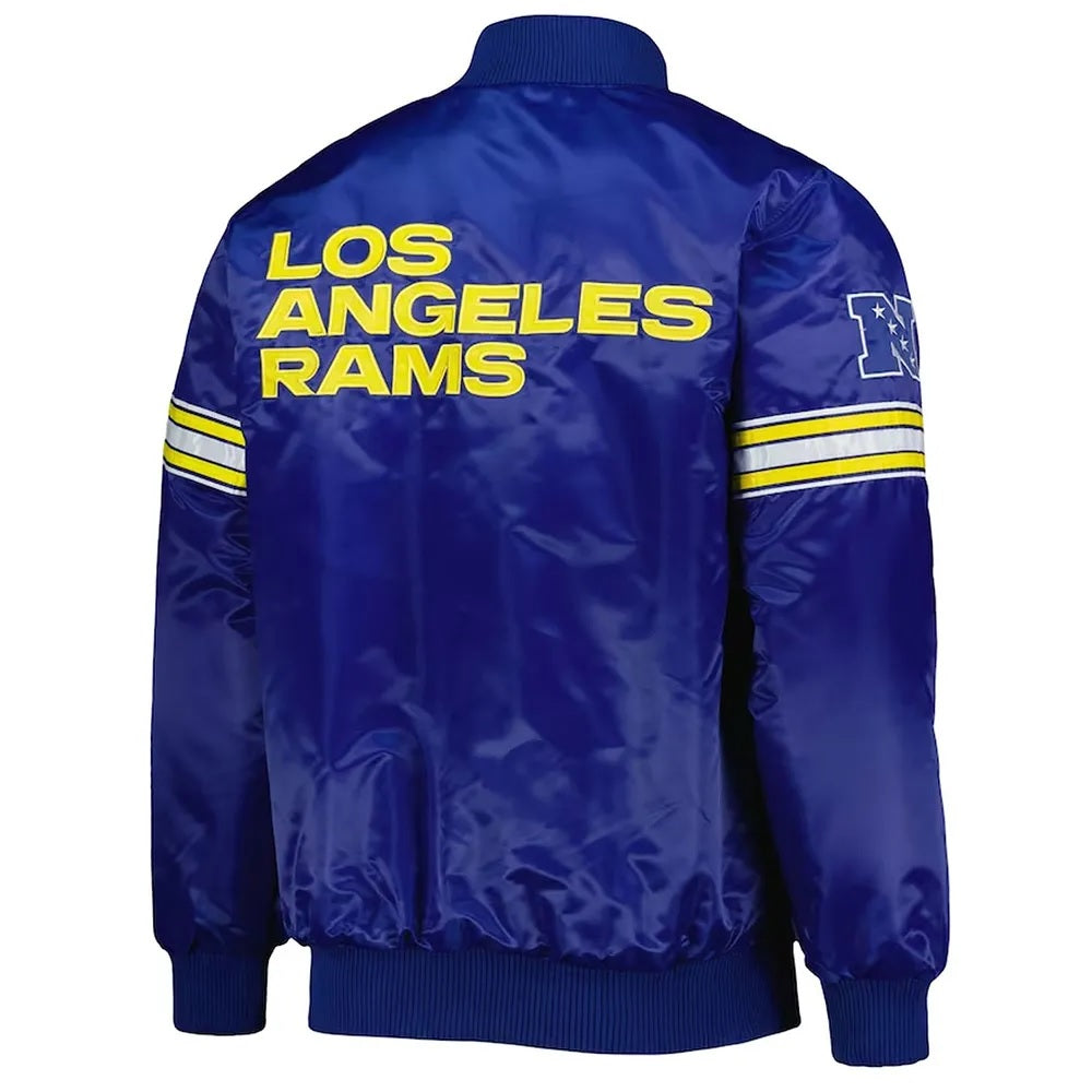 LA Rams Pick and Roll Blue Satin Jacket WorthVee