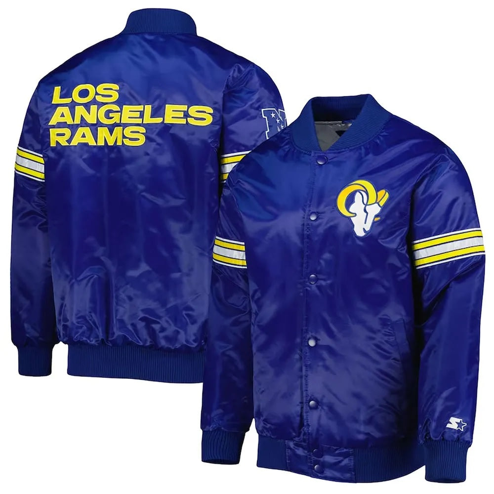 LA Rams Pick and Roll Blue Satin Jacket WorthVee
