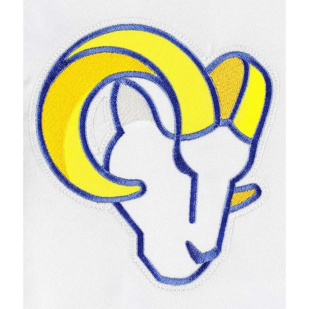 LA Rams Throwback Warm Up Pitch Varsity Satin Jacket WorthVee