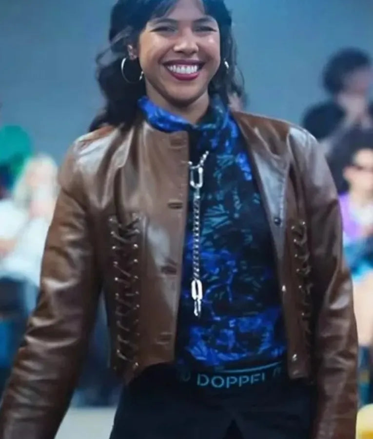 La Maison 2024 Zita Hanrot Brown Leather Jacket