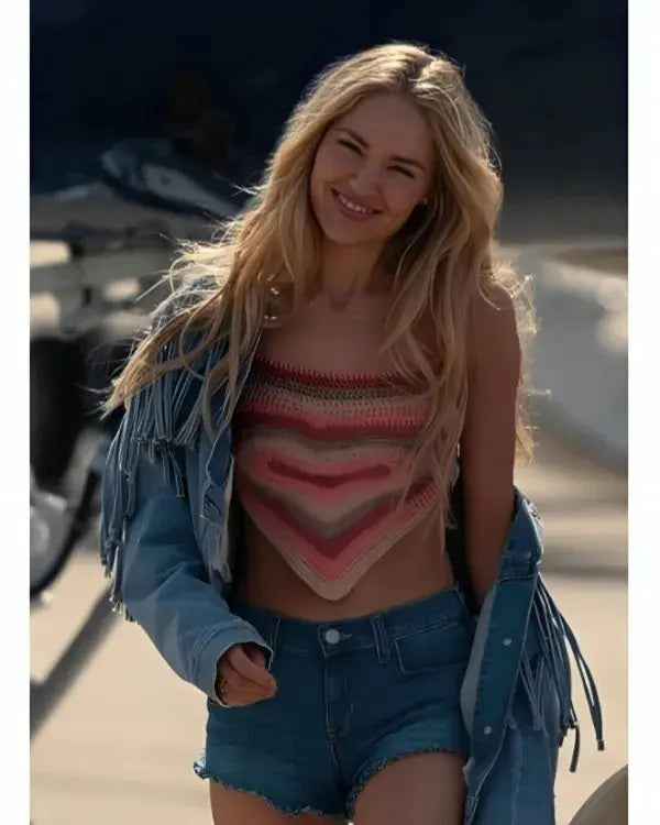 Landman 2024 Michelle Randolph Denim Fringe Jacket WorthVee