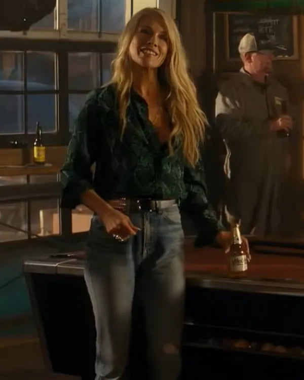 Landman Ali Larter Green Snake Print Shirt