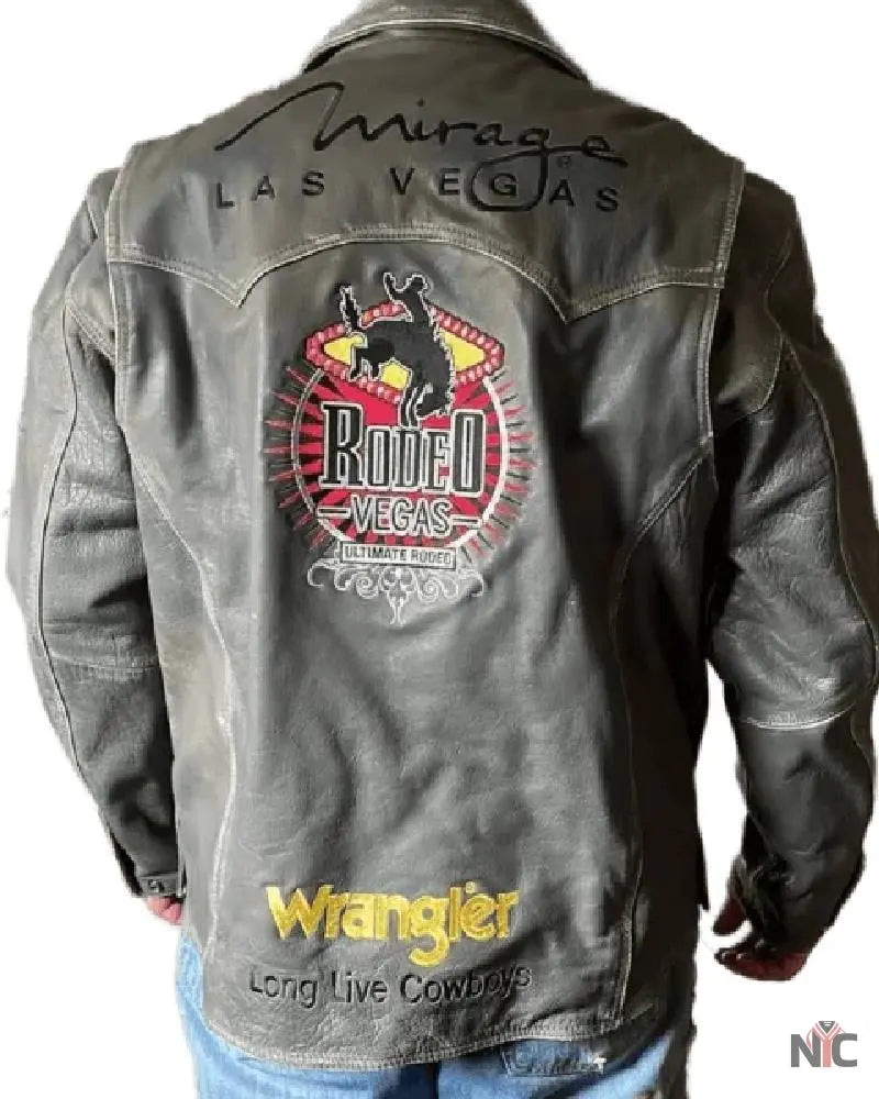 Las Vegas Rodeo Grey Mirage Wrangler Leather Jacket Clanton Jacket