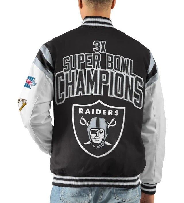 Las Vegas Raiders 3X Championship Varsity Jacket WorthVee