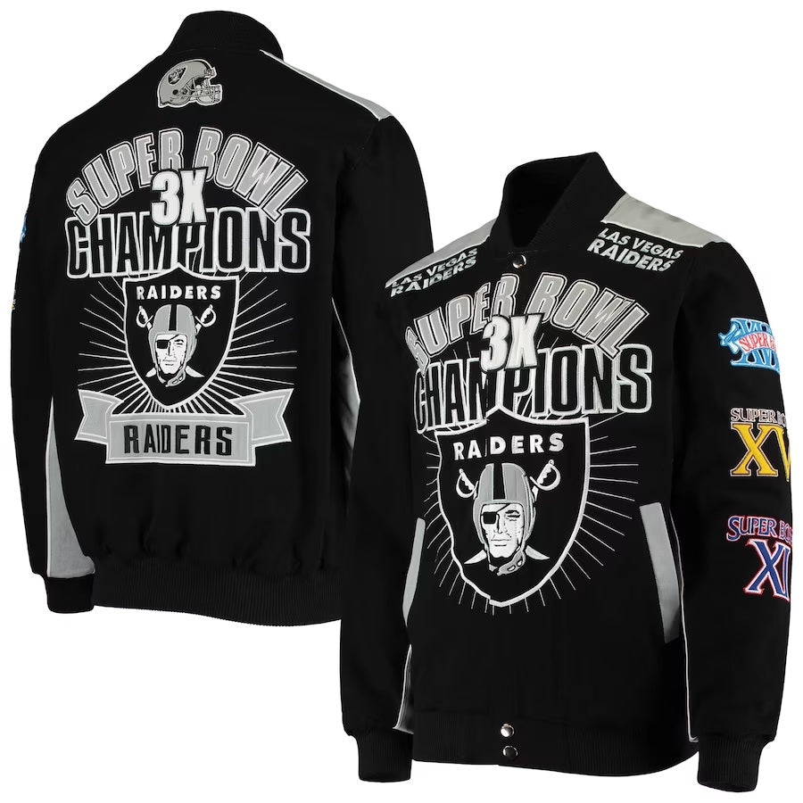 Las Vegas Raiders 3X Super Bowl Champions Full-Snap Jacket WorthVee