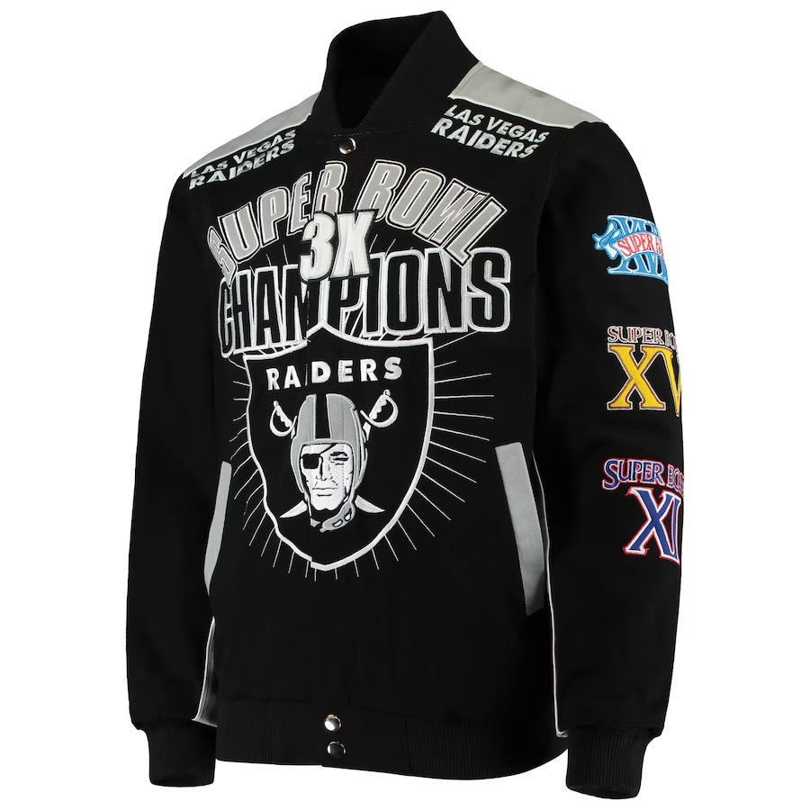 Las Vegas Raiders 3X Super Bowl Champions Full-Snap Jacket WorthVee