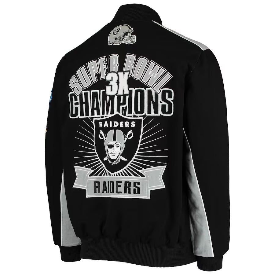 Las Vegas Raiders 3X Super Bowl Champions Full-Snap Jacket WorthVee