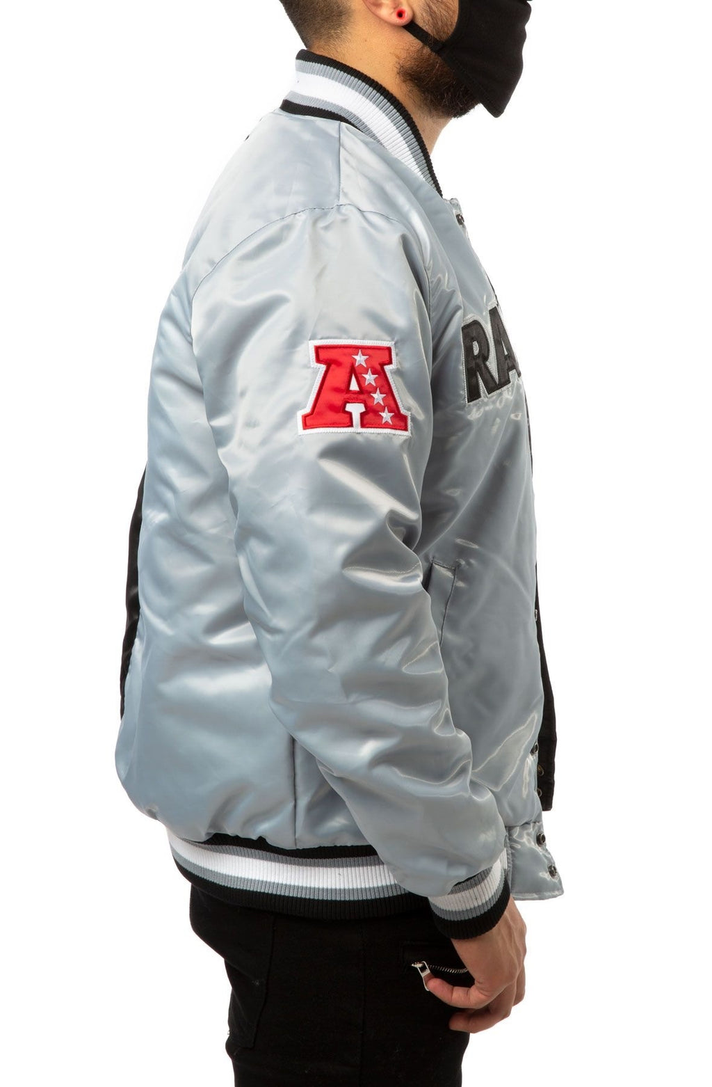 Las Vegas Raiders Black And Grey Satin Jacket WorthVee