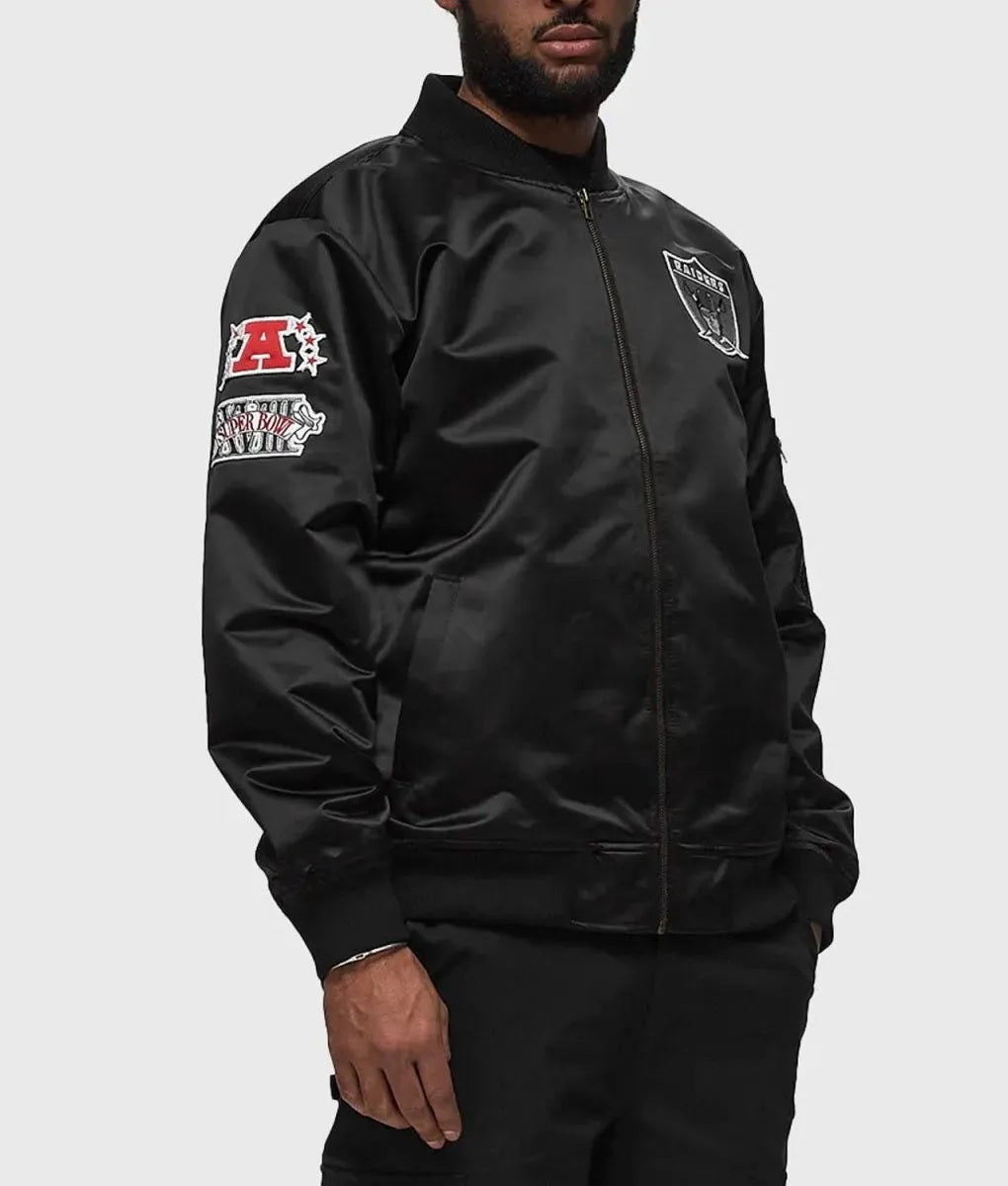 Las Vegas Raiders Bomber Lightweight Satin Jacket WorthVee