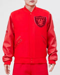 Las Vegas Raiders Classic Triple Red Wool Varsity Jacket WorthVee