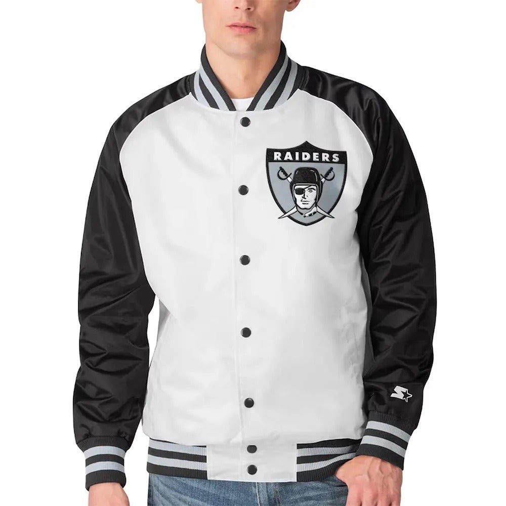 Las Vegas Raiders Clean Up Throwback Satin Jacket WorthVee