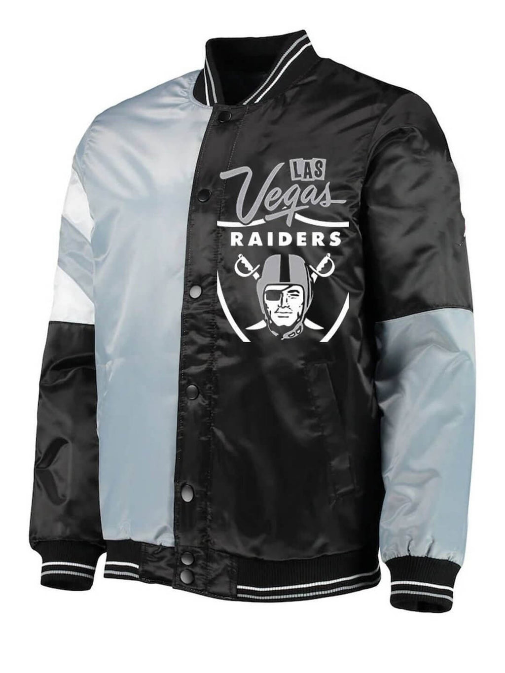 Las Vegas Raiders Color Block Satin Jacket WorthVee