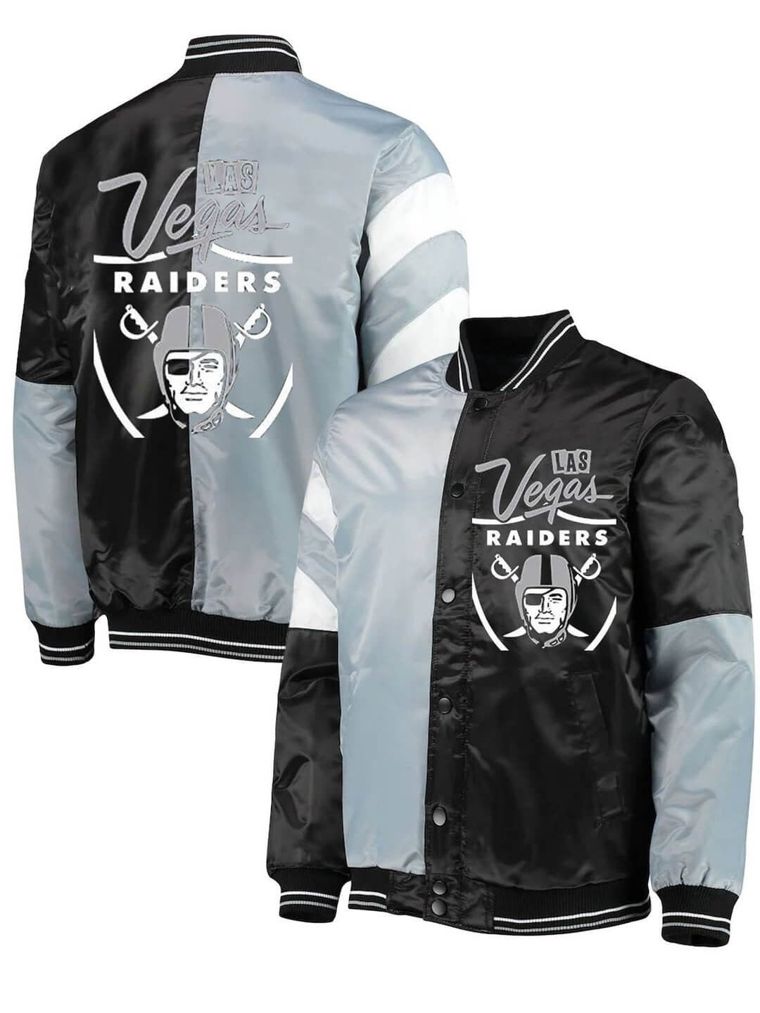 Las Vegas Raiders Color Block Satin Jacket WorthVee