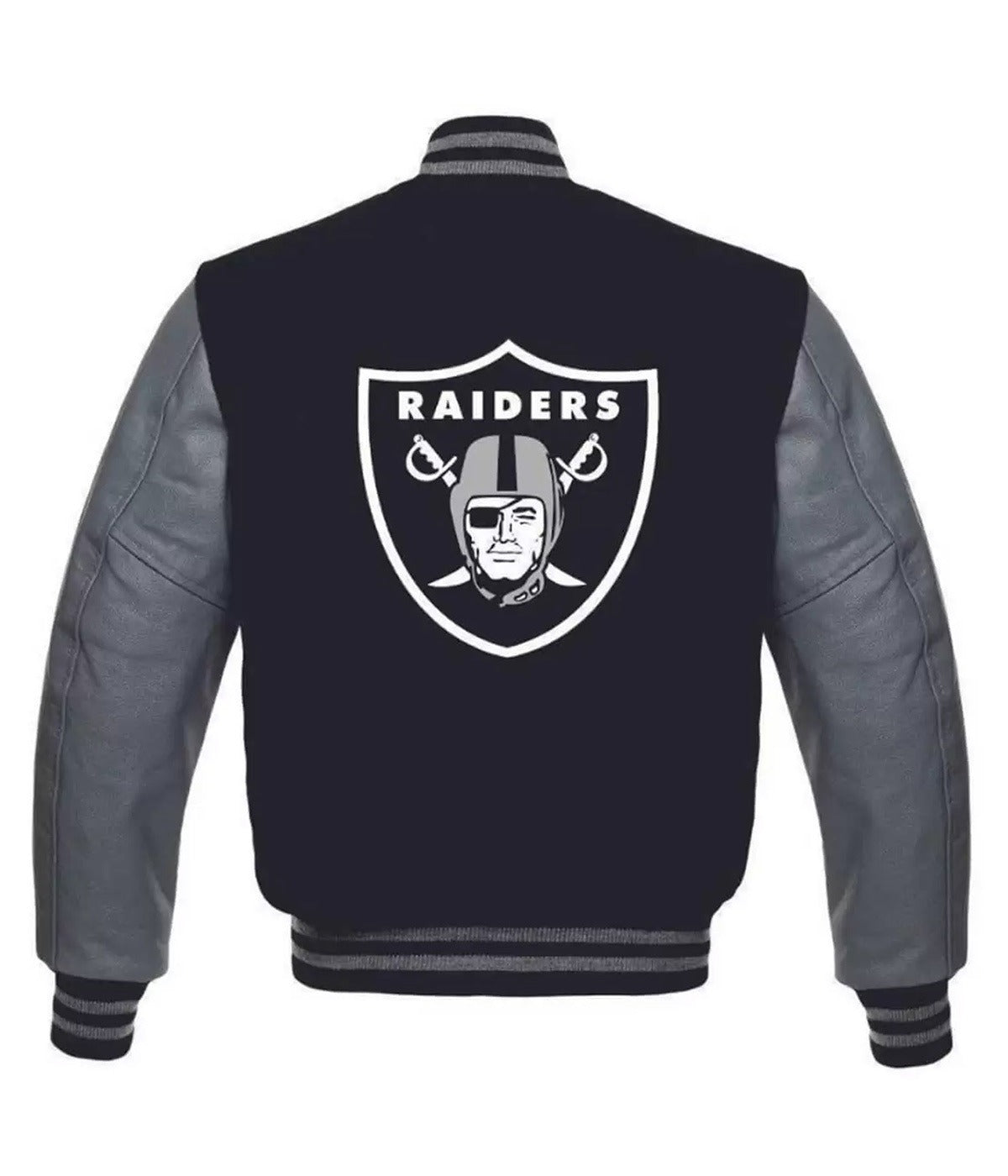 Las Vegas Raiders Grey And Black Letterman Jacket Rackup