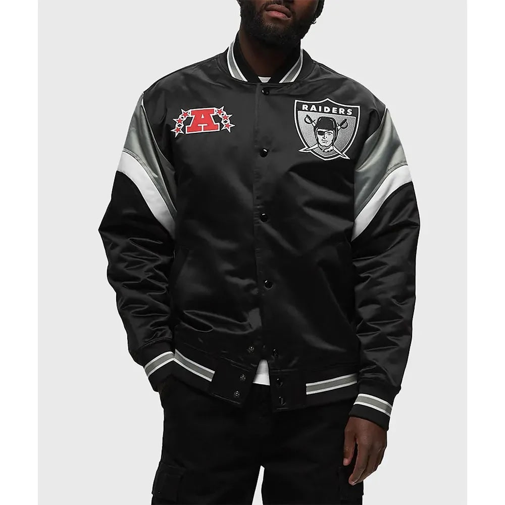 Las Vegas Raiders Heavyweight Black Satin Jacket WorthVee