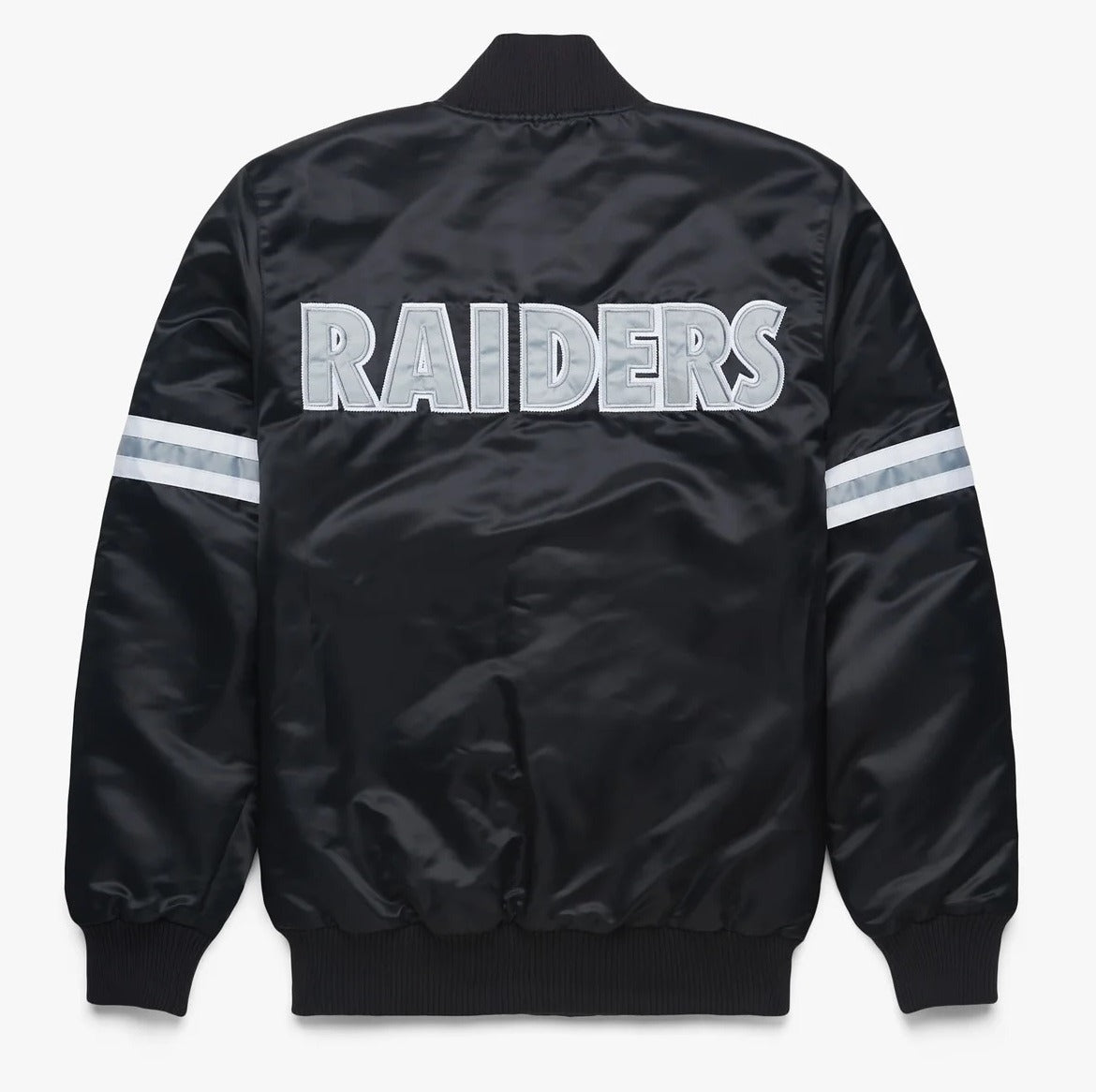 Las Vegas Raiders Striped Black Satin Jacket Rackup