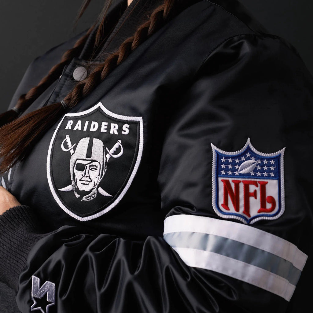 Las Vegas Raiders Striped Black Satin Jacket Rackup