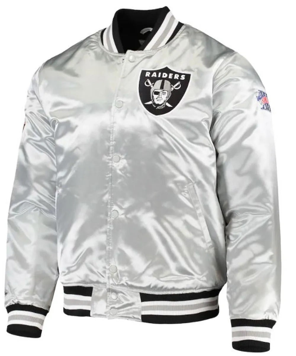 Las Vegas Raiders Super Bowl Xi Silver Satin Jacket WorthVee