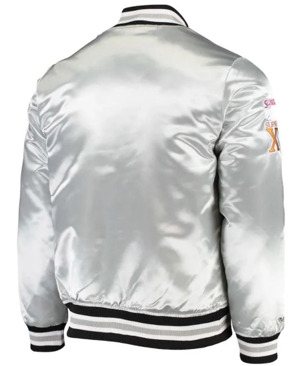Las Vegas Raiders Super Bowl Xi Silver Satin Jacket WorthVee