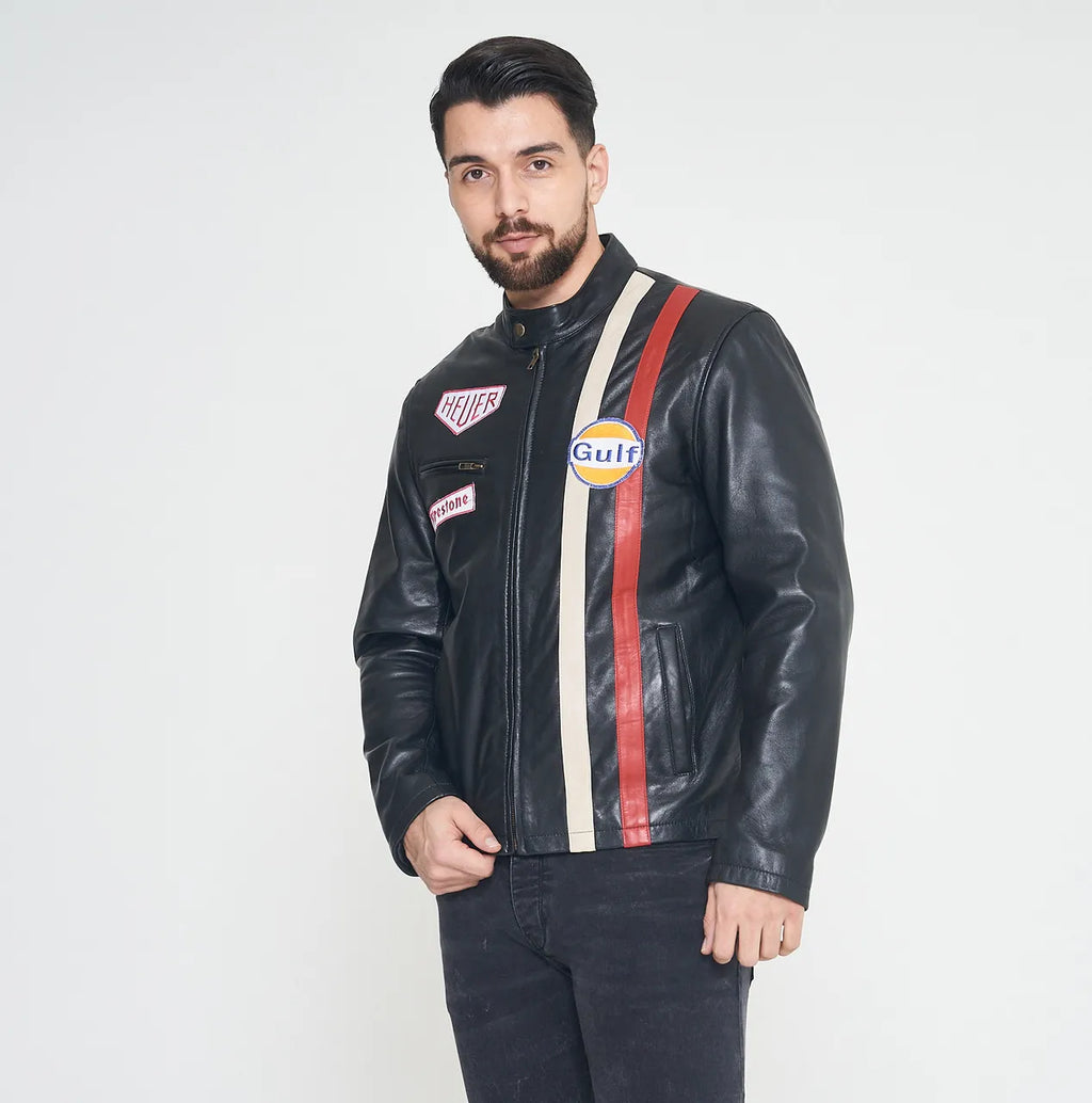 Le Mans Steve McQueen Leather Jacket Black WorthVee