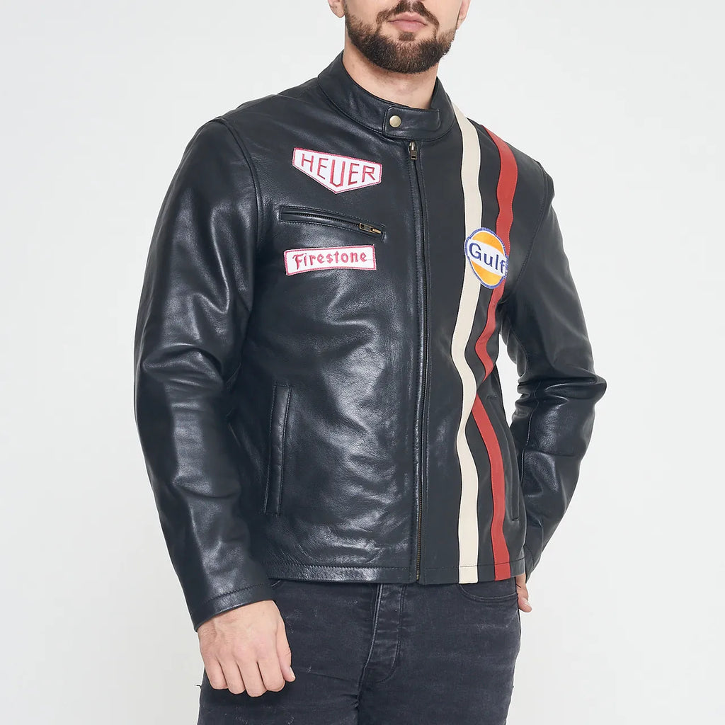 Le Mans Steve McQueen Leather Jacket Black WorthVee