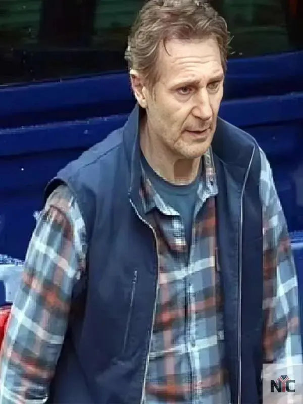 Liam Neeson Ice Road Vengeance 2025 Blue Vest Clanton Jacket