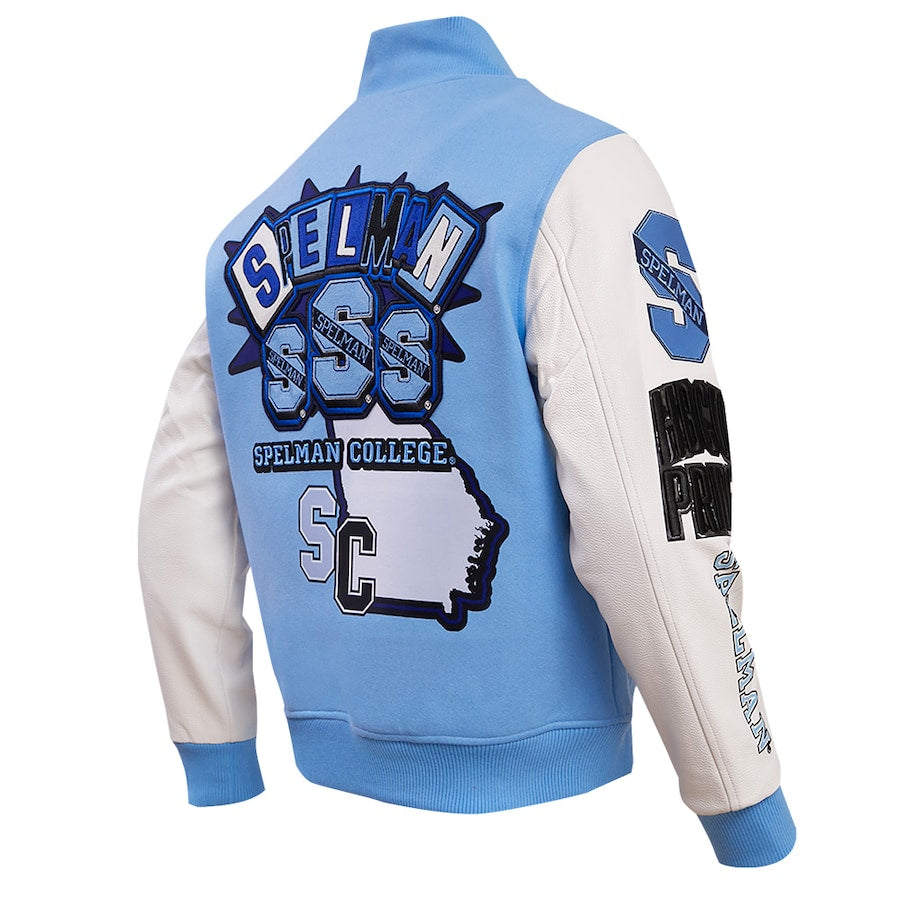 Light Blue Spelman College Jaguars Homecoming Varsity Full-snap Jacket Clanton Jacket