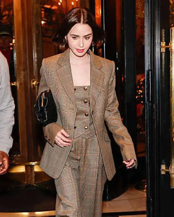 Lily Collins Plaid Blazer WorthVee