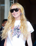 Lindsay Lohan NYC White Graphic Tee Clanton Jacket