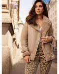 Lipsy Camel Fur Lined Aviator Jacket
