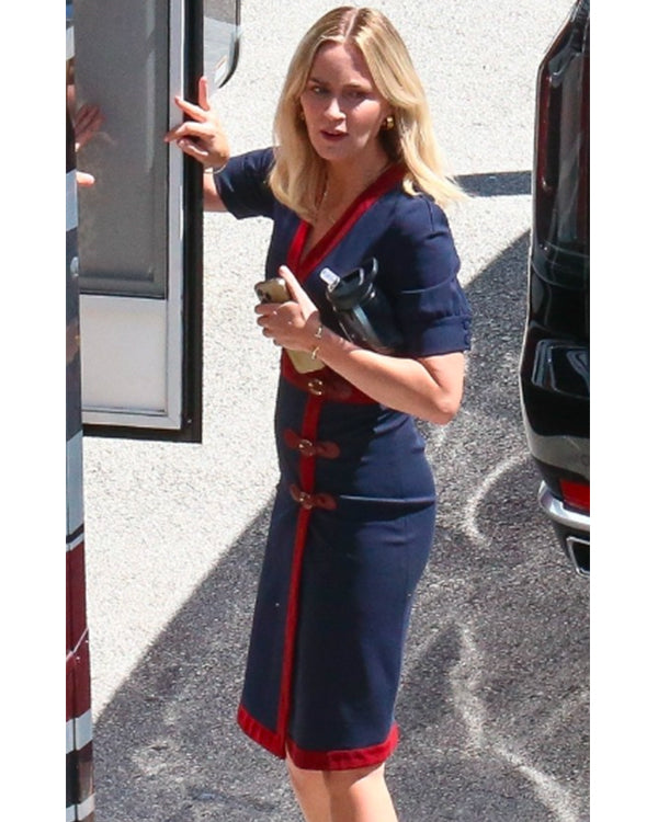 Pain Hustlers 2023 Emily Blunt Blue Dress