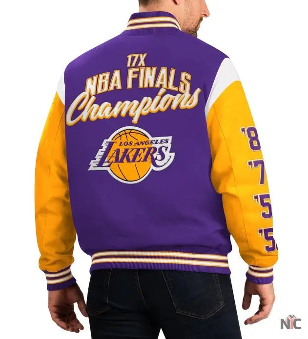 Los Angeles Lakers 17 Time Championship Varsity Jacket Clanton Jacket