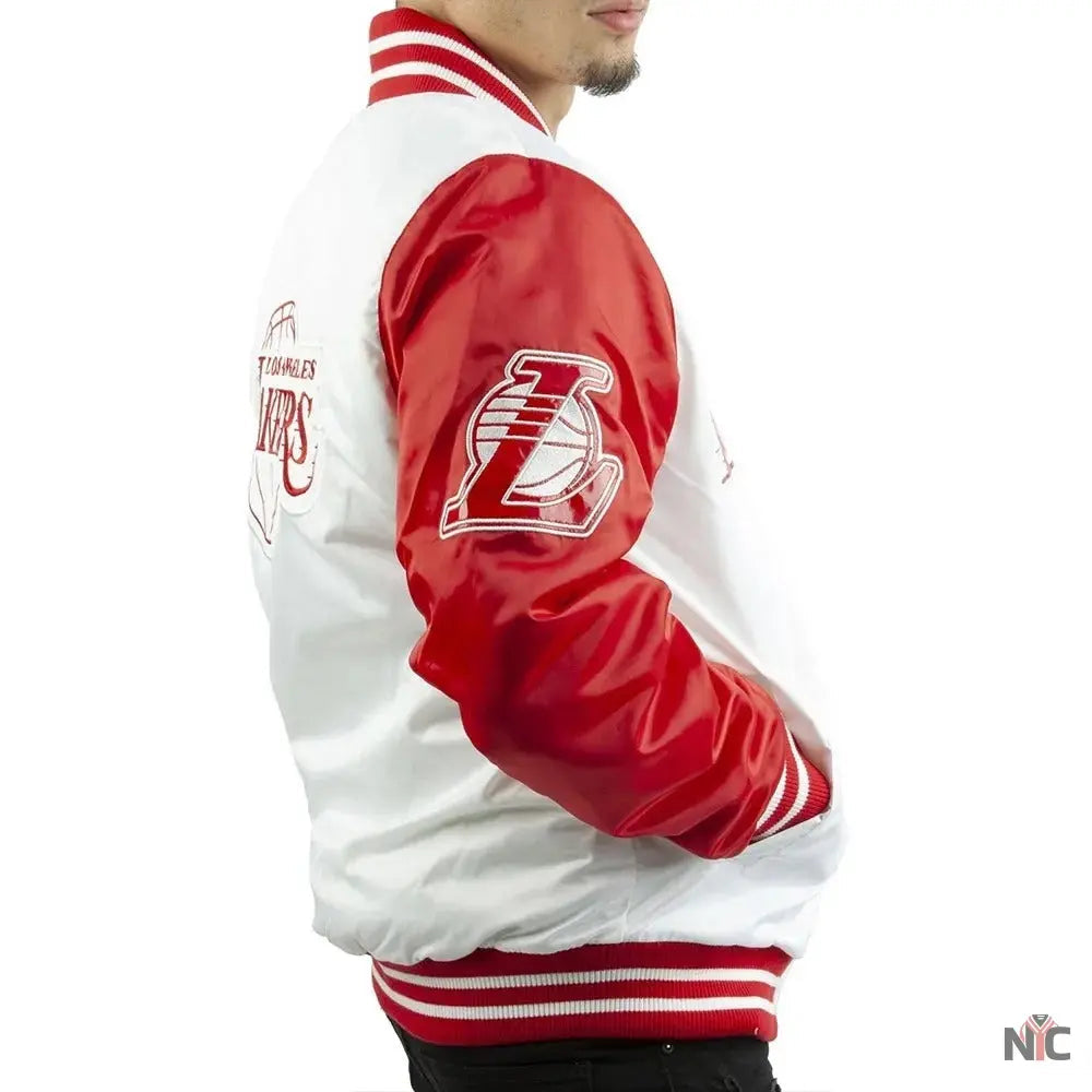 Los Angeles Lakers White And Red Satin Jacket Clanton Jacket