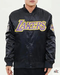 Los Angeles Lakers Wordmark Black Satin Jacket Clanton Jacket