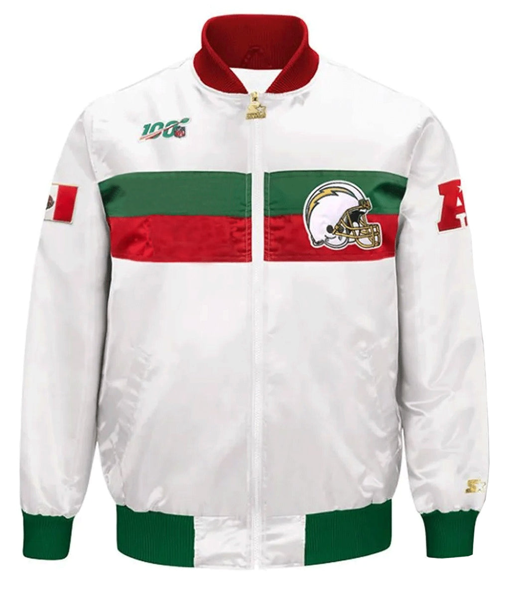 Los Angeles Chargers Mexico 2019 White Satin Jacket Rackup