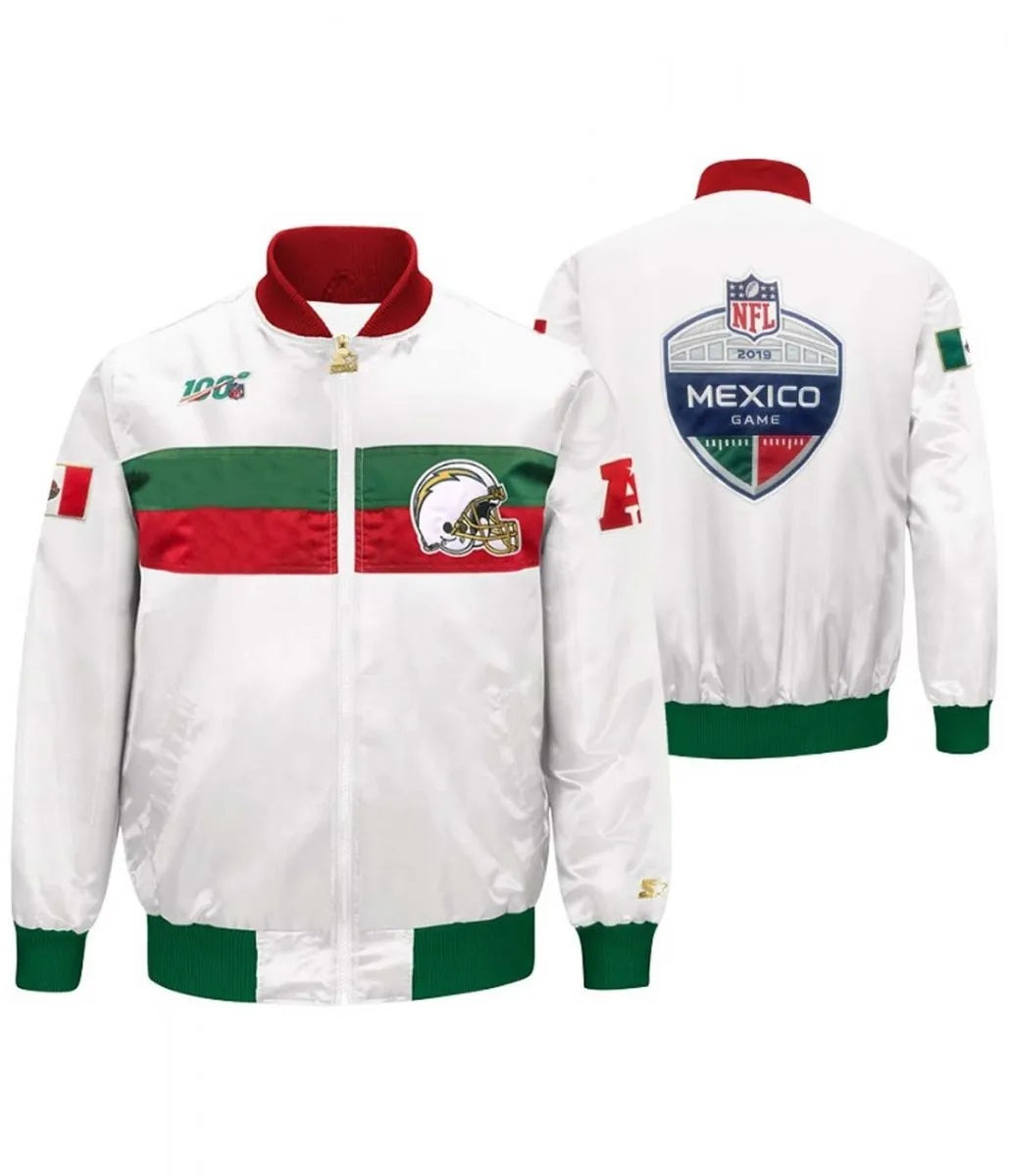 Los Angeles Chargers Mexico 2019 White Satin Jacket Rackup