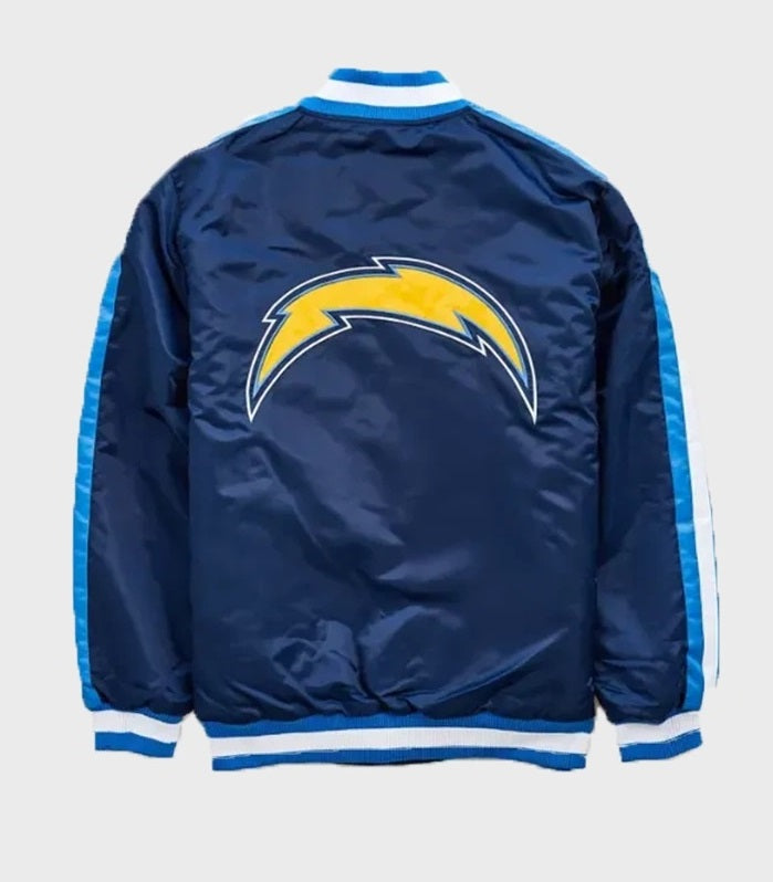 Los Angeles Chargers Striped Navy Blue Satin Jacket WorthVee