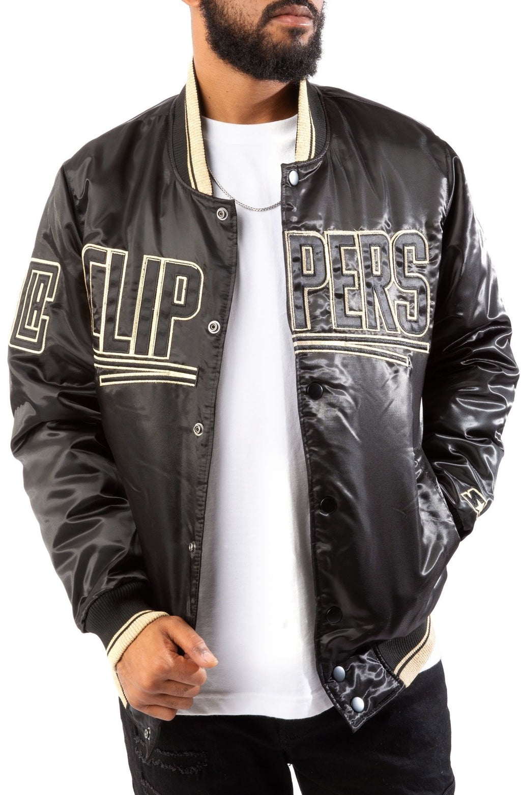 Los Angeles Clippers Black And Gold Satin Bomber Jacket WorthVee