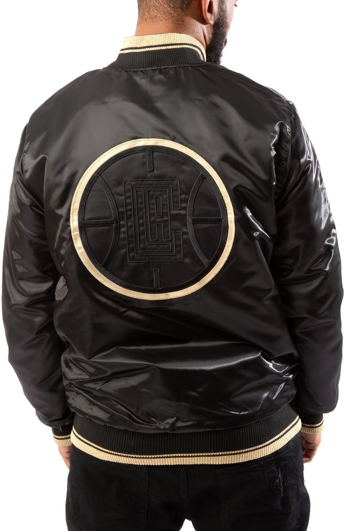 Los Angeles Clippers Black And Gold Satin Bomber Jacket WorthVee