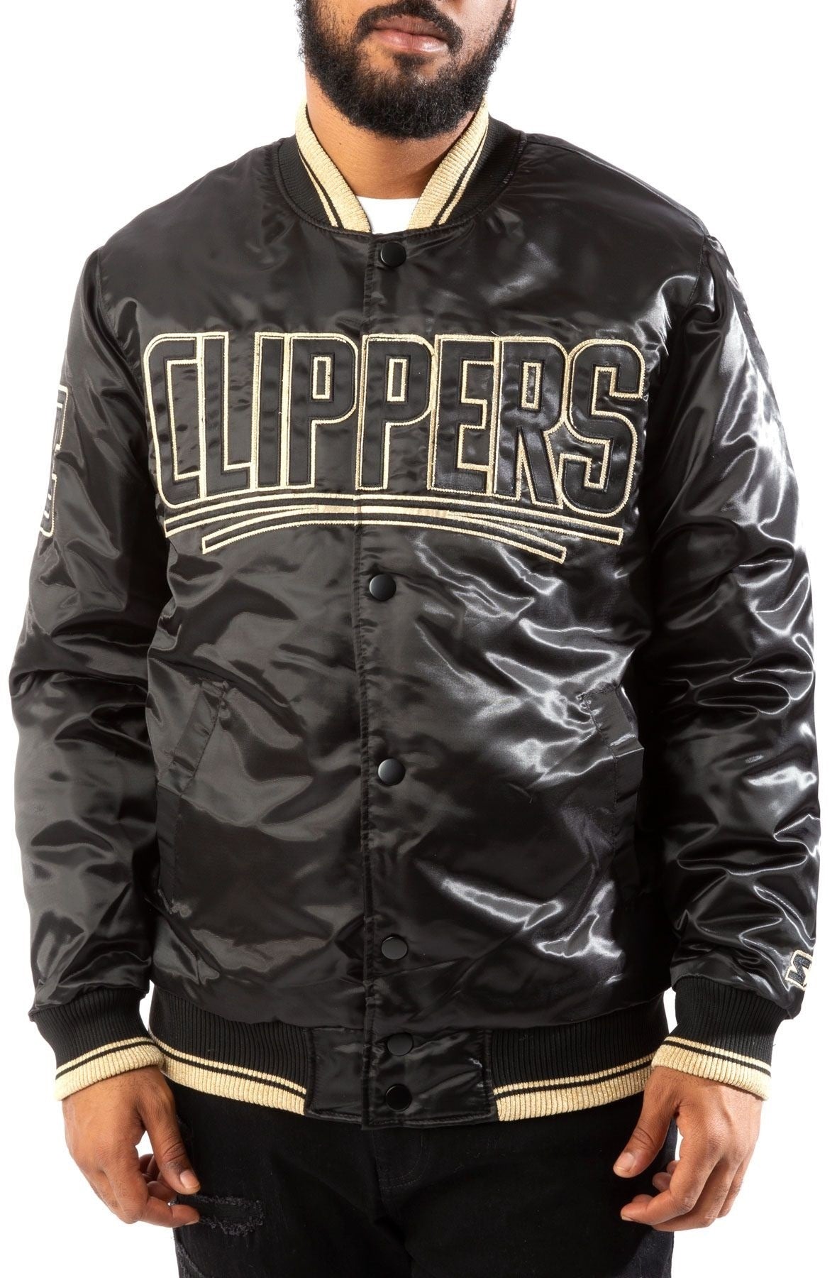 Los Angeles Clippers Black And Gold Satin Bomber Jacket WorthVee