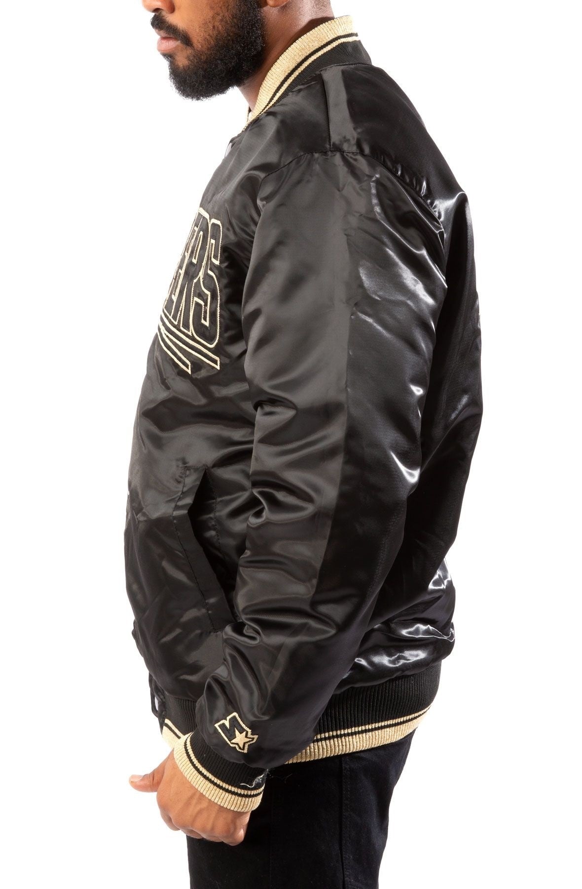 Los Angeles Clippers Black And Gold Satin Bomber Jacket WorthVee