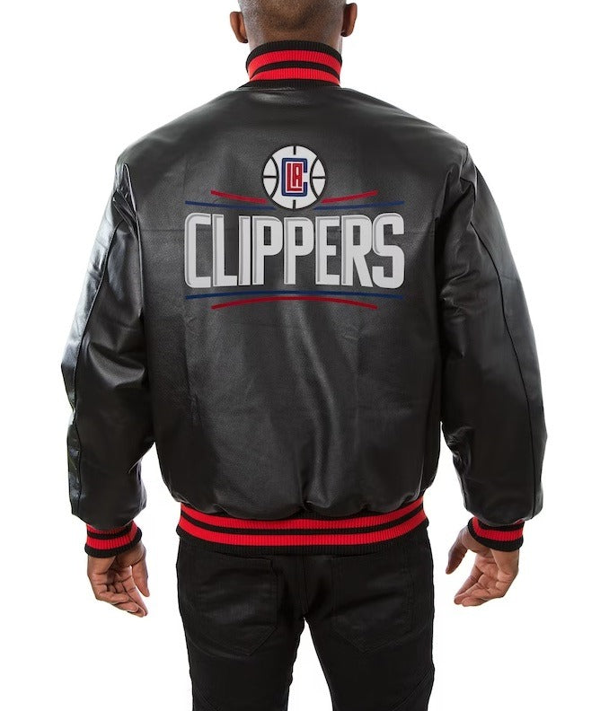 Los Angeles Clippers Black Leather Varsity Jacket WorthVee