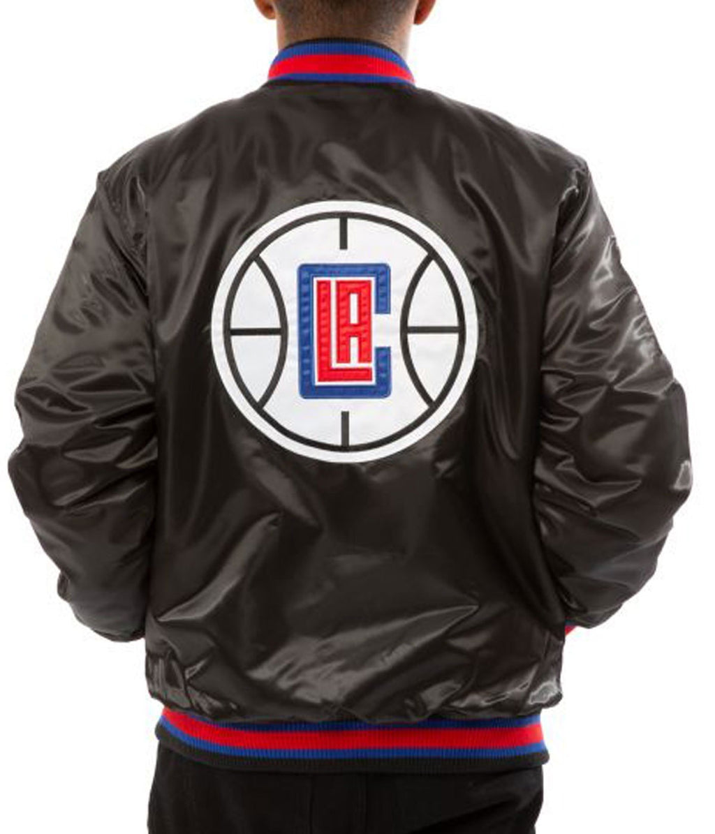 Los Angeles Clippers Black Satin Bomber Jacket WorthVee