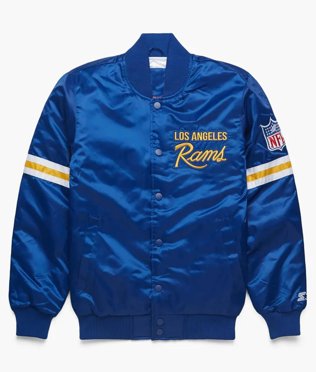 Los Angeles Rams Royal Blue Satin Jacket WorthVee