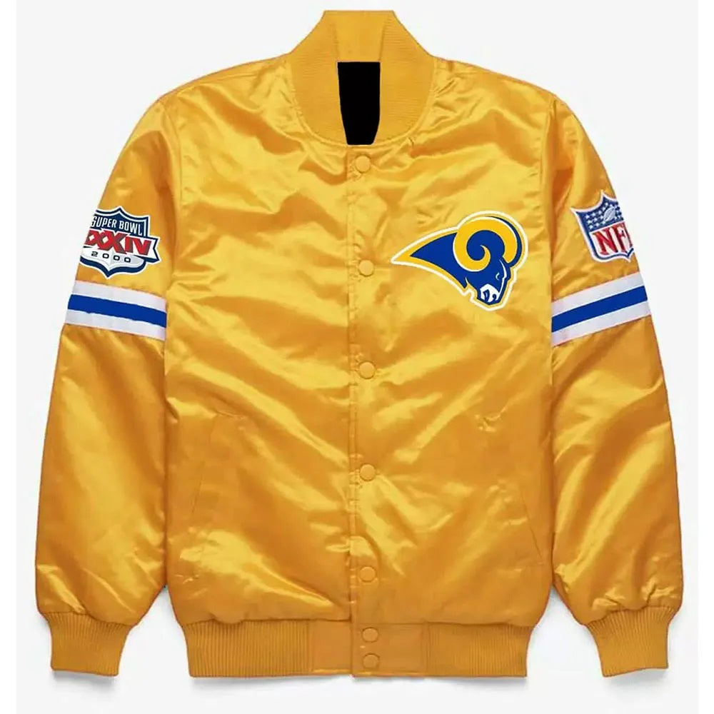 Los Angeles Rams Super Bowl XXXIV Yellow Satin Jacket WorthVee