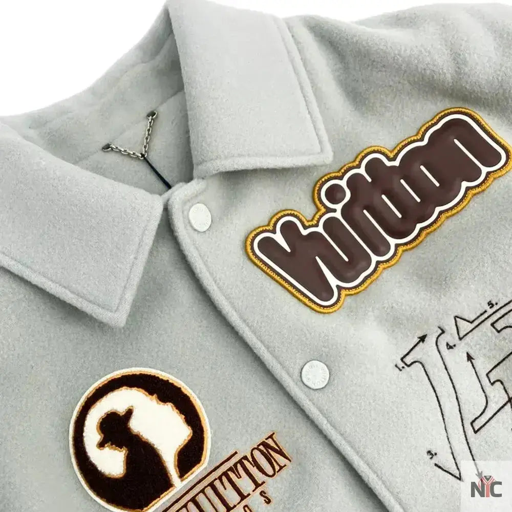 Louis Vuitton Aqua & White Varsity Jacket Clanton Jacket